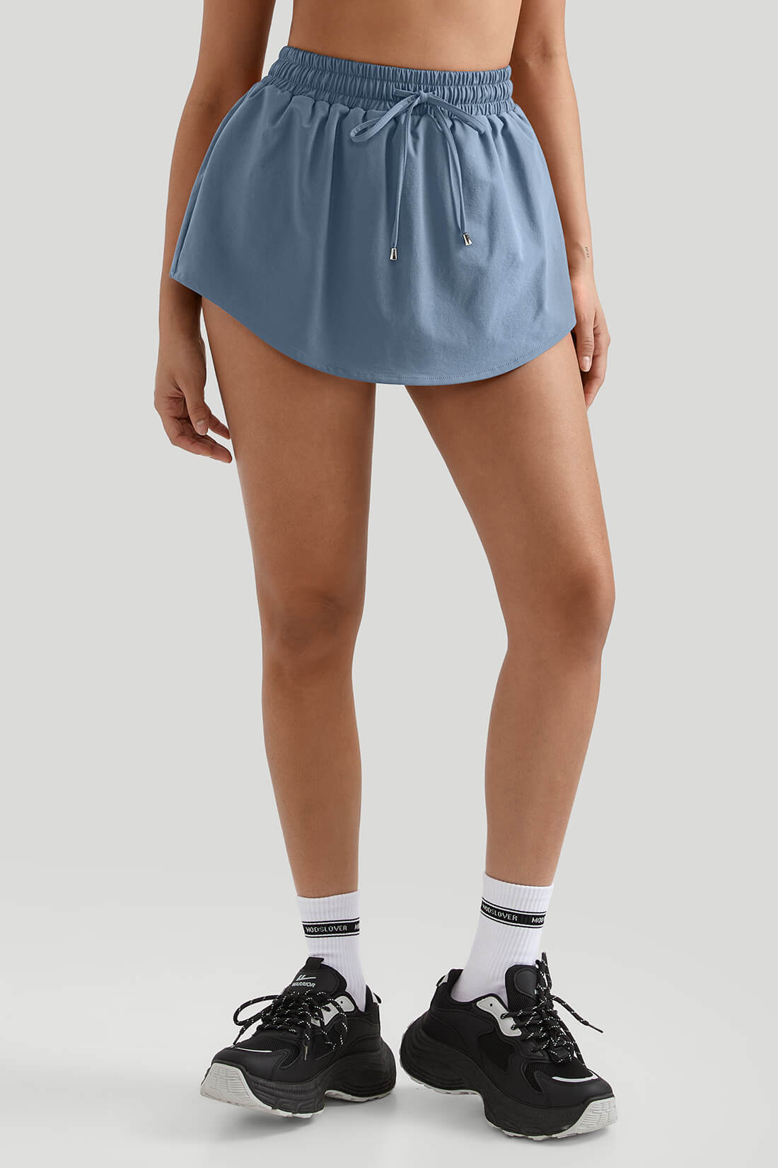 Drawstring Waist Double - Layer Skort