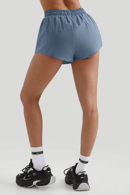 Drawstring Waist Double - Layer Skort