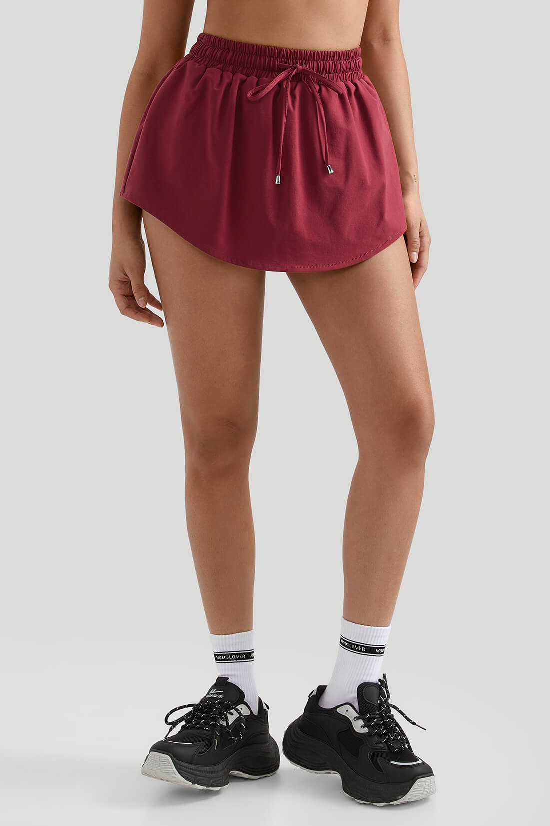Drawstring Waist Double - Layer Skort