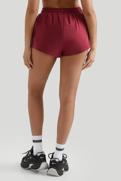 Drawstring Waist Double - Layer Skort