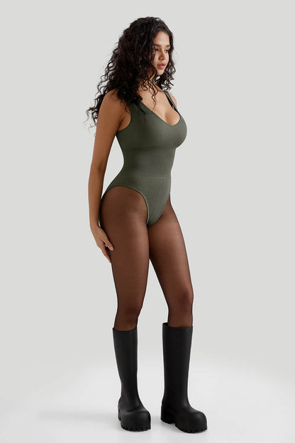 V Neck Tummy Control Seamless Bodysuit
