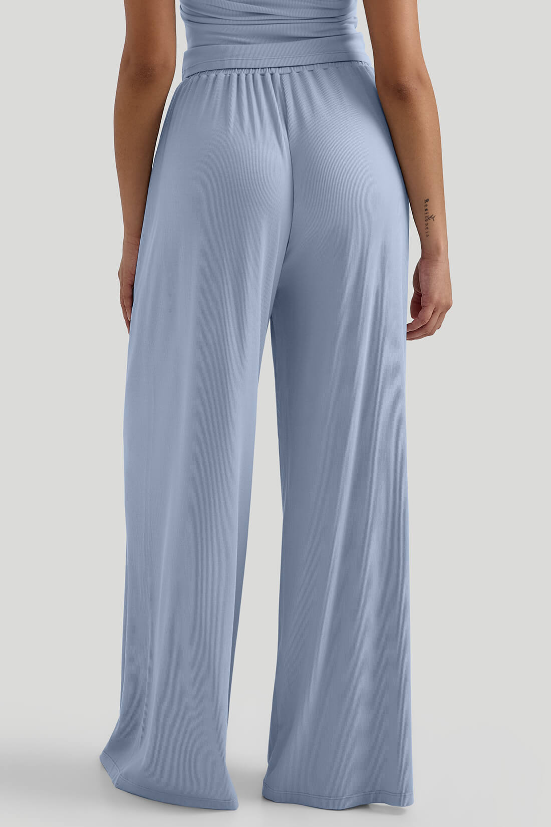 V-neck Casual Set With Wide Leg Pants
