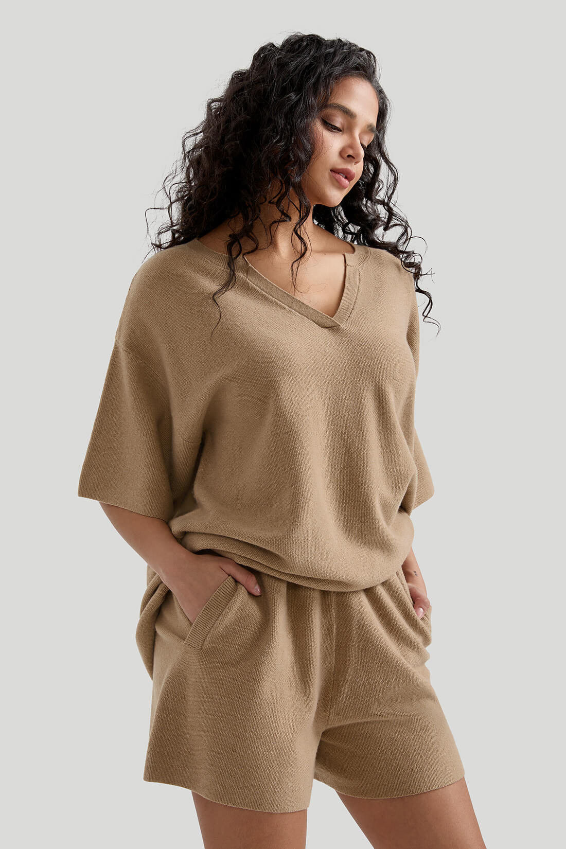Oversized V-neck Loungewear Set