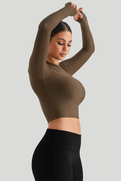 Round Neck Top Match Folded Waist Leggings