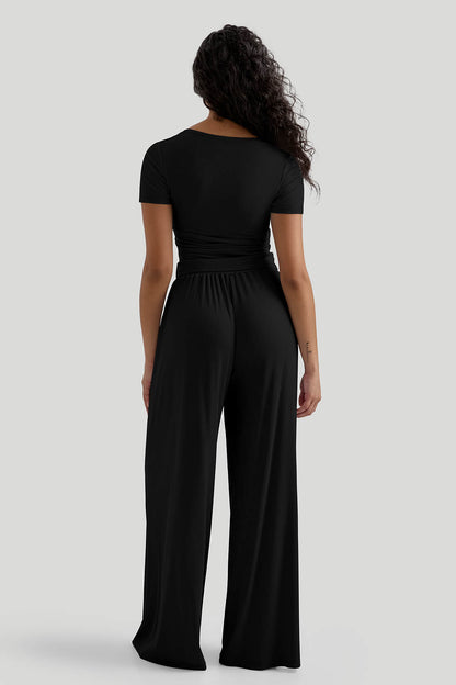 Soft Ribbed Wide Leg Pants