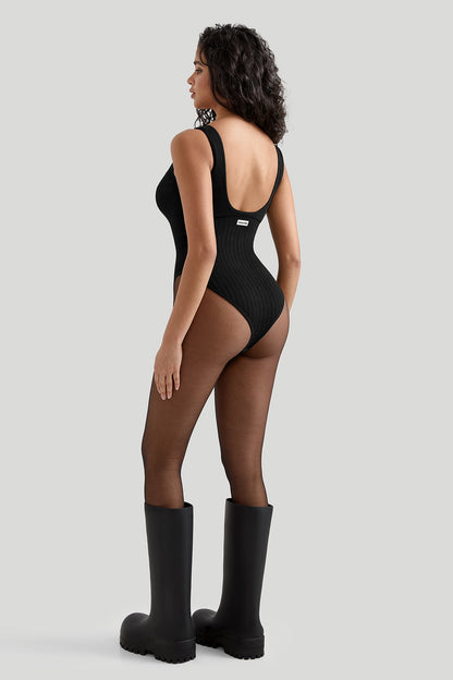 Ribbed Tummy Control Bodysuit