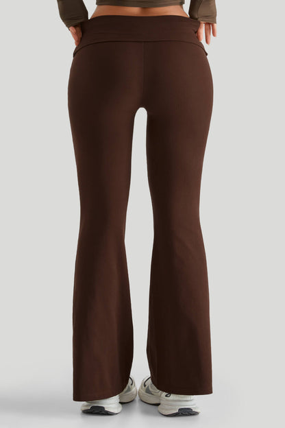 Round Neck Top Match Folded Waist Leggings