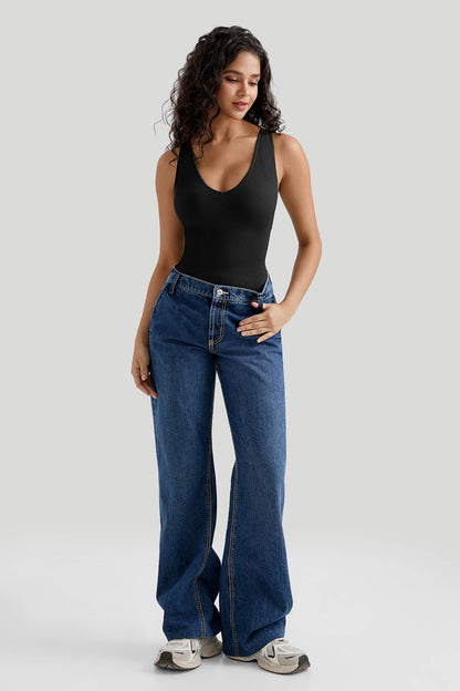 V Neck Tummy Control Seamless Bodysuit