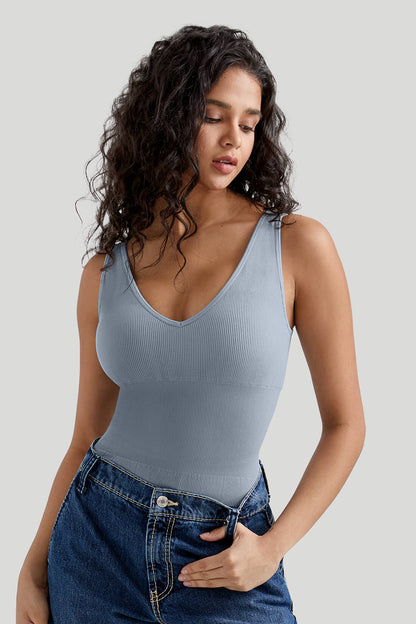 V Neck Tummy Control Seamless Bodysuit