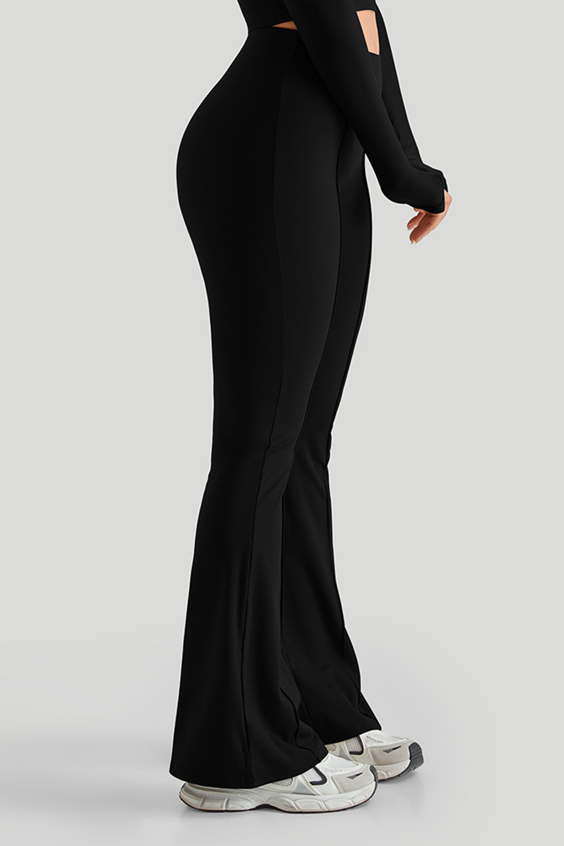 High Waisted Slim Fit Flare Leg Pants