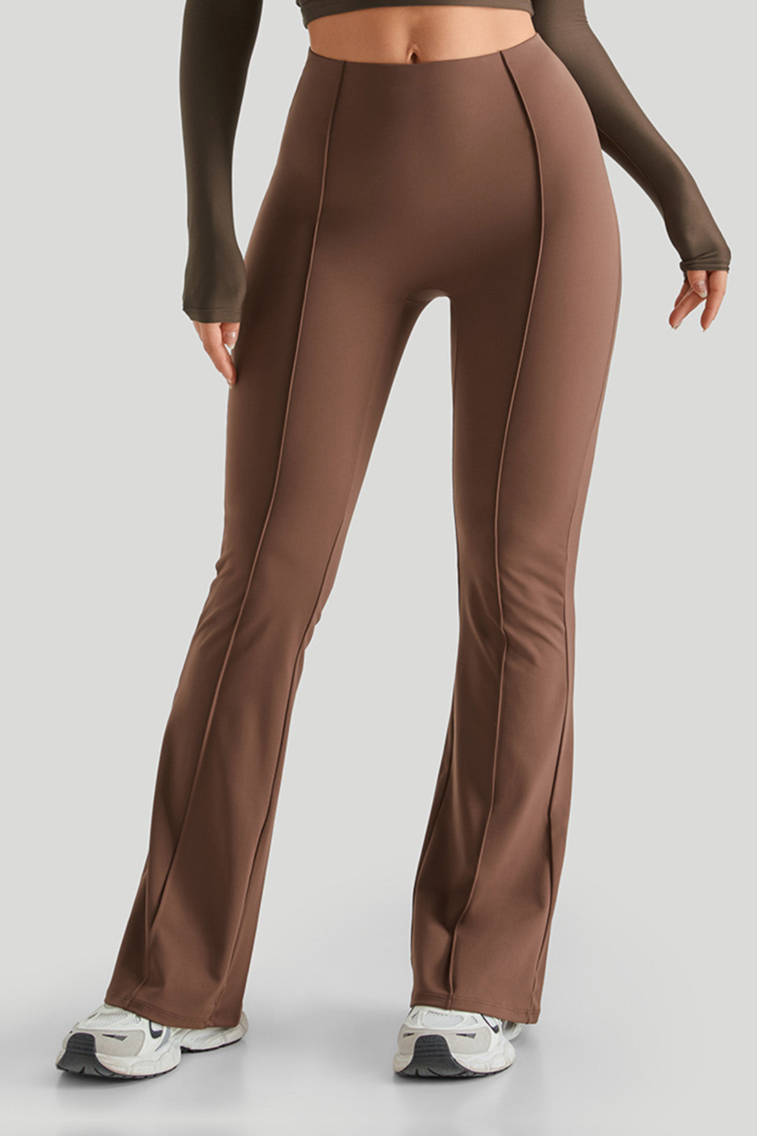 High Waisted Slim Fit Flare Leg Pants