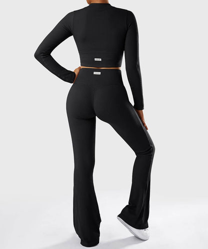 Solid Ribbed Flared Seamless Legging - MOOSLOVER