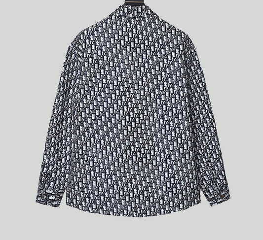 Men's Button Up Overshirt Jacket Oblique Cotton