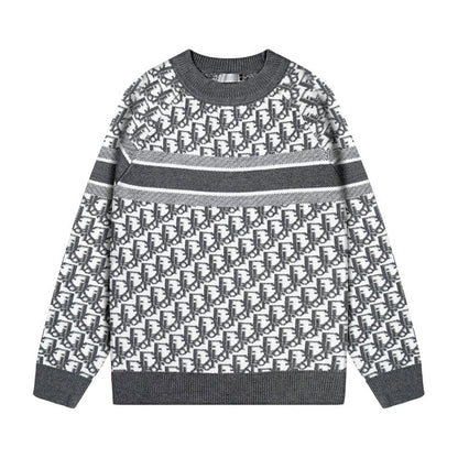 All Over Monogram Jacquard Crew Neck Sweater