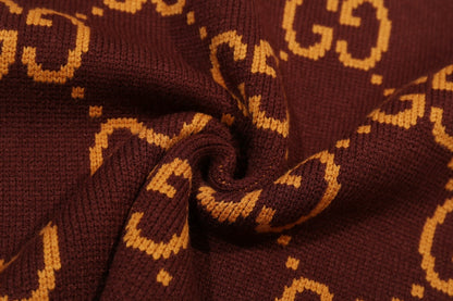 0909 New alphabet jacquard crew-neck sweater