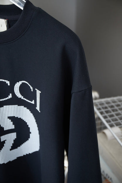 1126 Interlocking double G bead printed pullover round neck hoodie