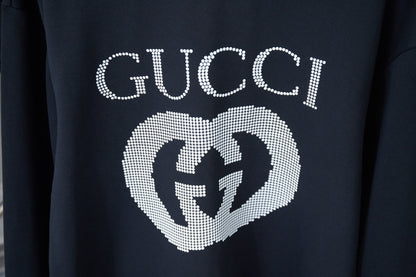 1126 Interlocking double G bead printed pullover round neck hoodie