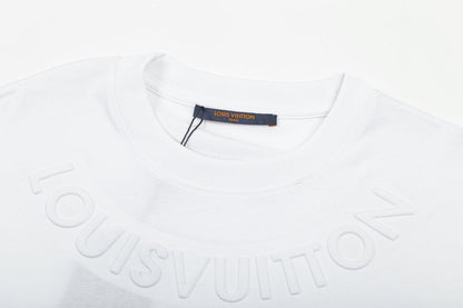 1211 New neckline letter three-dimensional embossed T-shirt