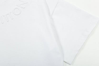 1211 New neckline letter three-dimensional embossed T-shirt