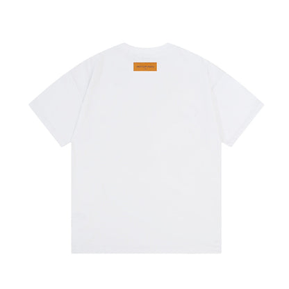 1211 New neckline letter three-dimensional embossed T-shirt