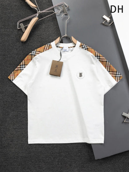 250218 New classic plaid patchwork T-shirts