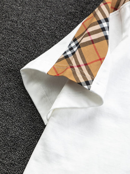 250218 New classic plaid patchwork T-shirts