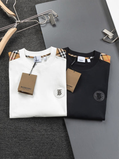 250218 New classic plaid patchwork T-shirts