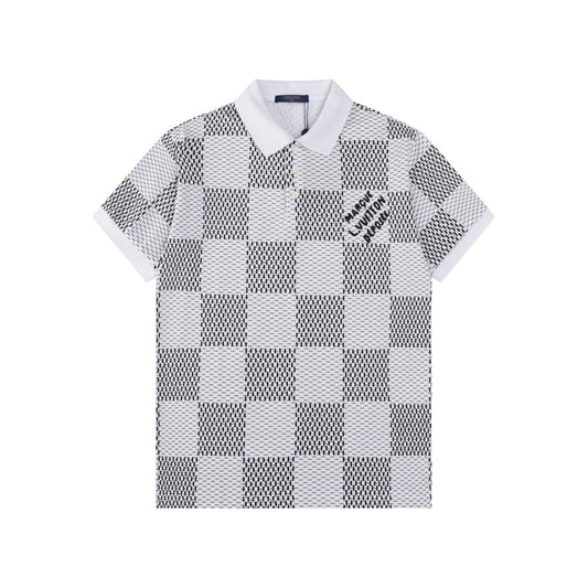 250218 New checkerboard texture polo shirt