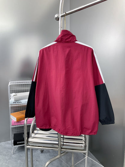 250224 New red patchwork slogan hardshell jacket