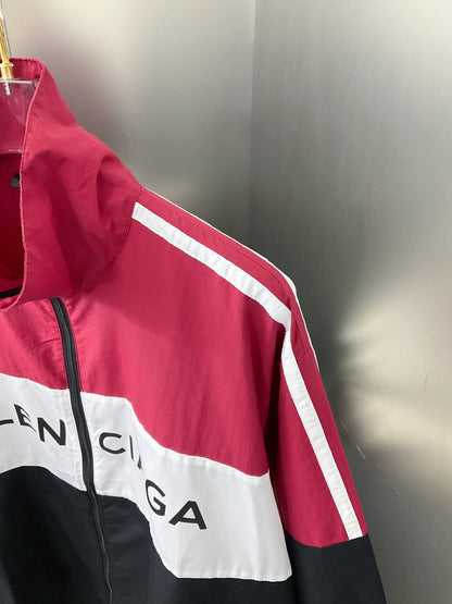 250224 New red patchwork slogan hardshell jacket
