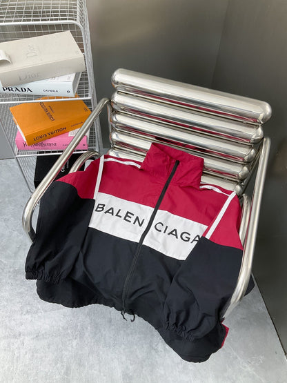 250224 New red patchwork slogan hardshell jacket