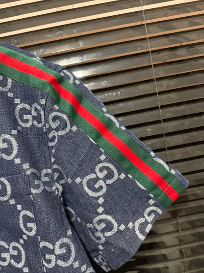 250224 New high quality denim jacquard stitching suit