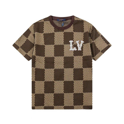 250305 New high quality checkerboard printed T-shirt