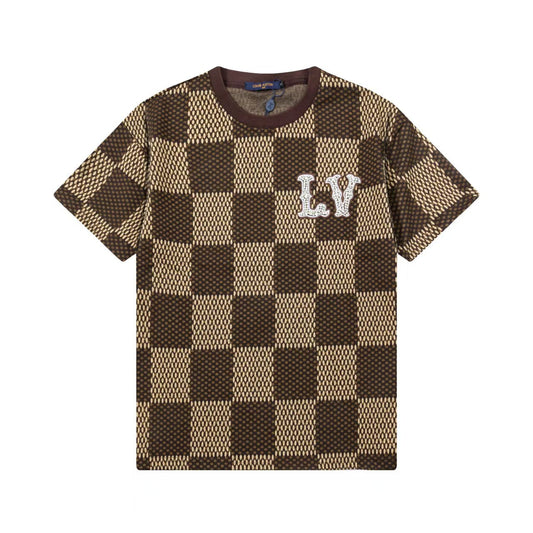 250305 New high quality checkerboard printed T-shirt