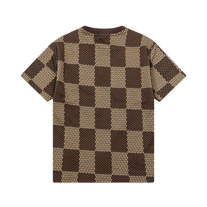 250305 New high quality checkerboard printed T-shirt