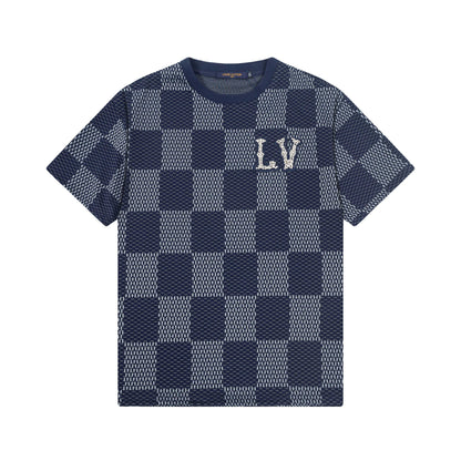 250305 New high quality checkerboard printed T-shirt