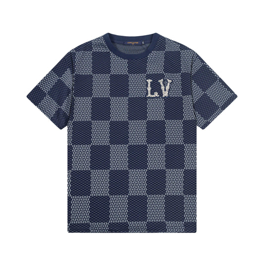 250305 New high quality checkerboard printed T-shirt
