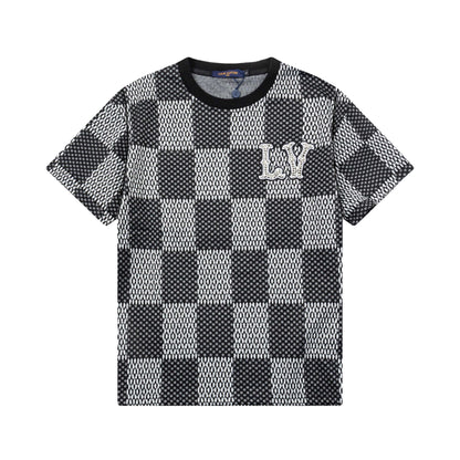 250305 New high quality checkerboard printed T-shirt