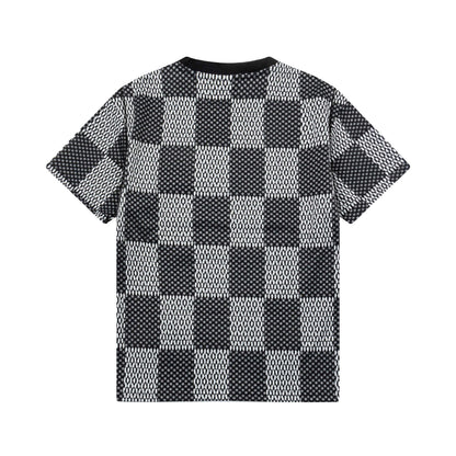 250305 New high quality checkerboard printed T-shirt