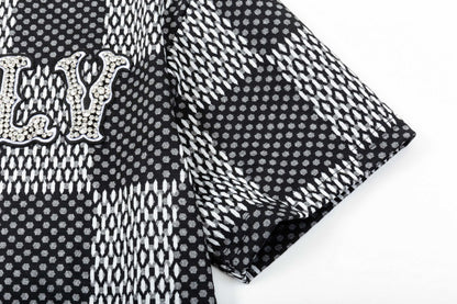 250305 New high quality checkerboard printed T-shirt