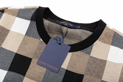 250305 New chequerboard printed T-shirt