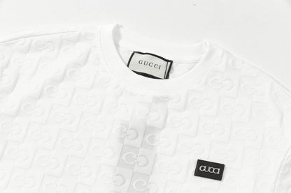250305 New feature jacquard checkerboard dark print T-shirt