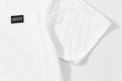 250305 New feature jacquard checkerboard dark print T-shirt