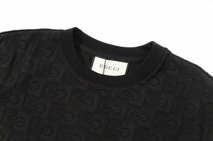 250305 New feature jacquard checkerboard dark print T-shirt