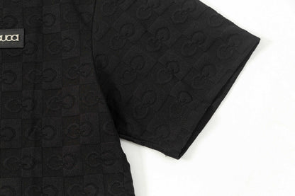 250305 New feature jacquard checkerboard dark print T-shirt