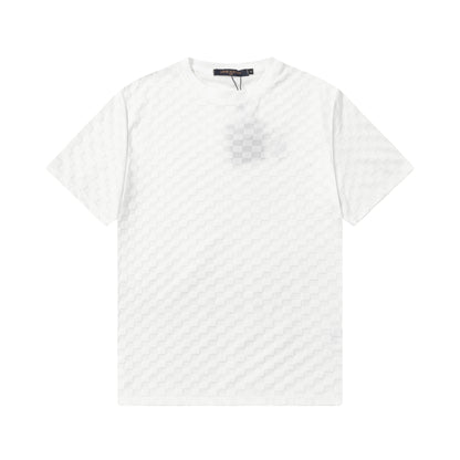 250305 New feature jacquard checkerboard dark print T-shirt