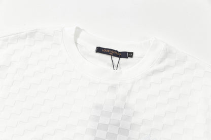 250305 New feature jacquard checkerboard dark print T-shirt