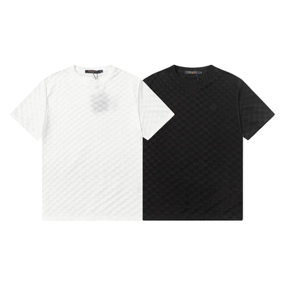 250305 New feature jacquard checkerboard dark print T-shirt