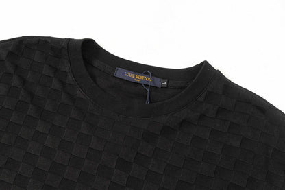 250305 New feature jacquard checkerboard dark print T-shirt