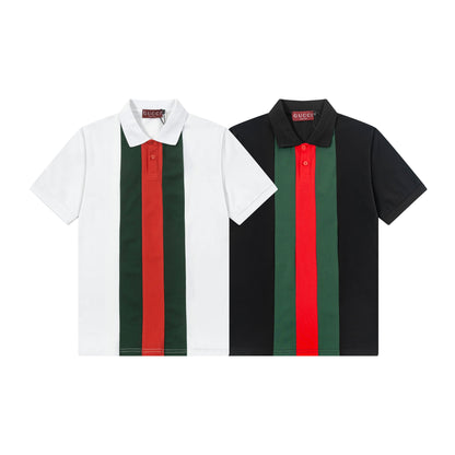 250305 New middle color matching printed polo shirt